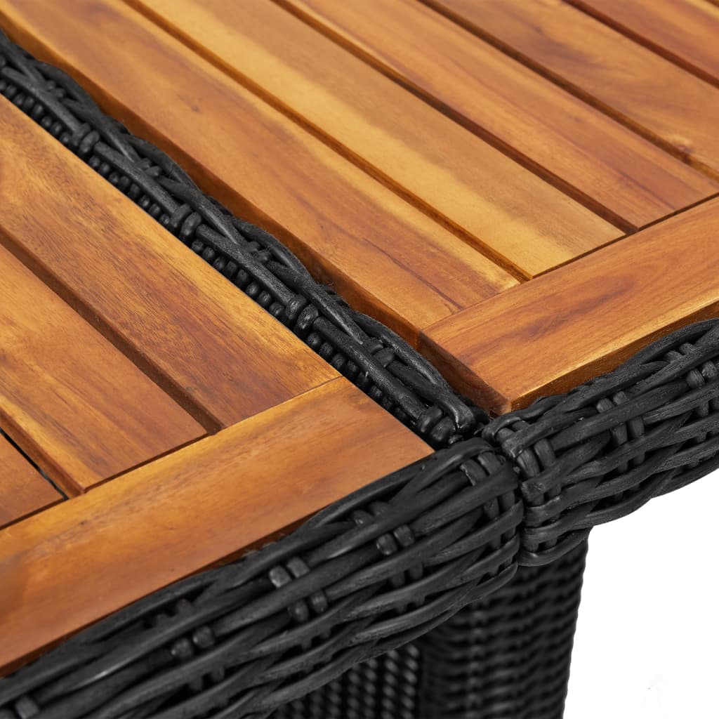 Table À Manger De Jardin Noir 200X100X74 Cm Résine Tressée