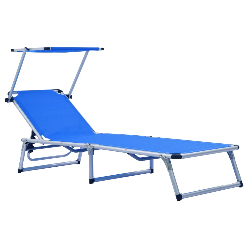 Chaises Longues Pliables Et Toit Lot De 2 Aluminium Textilène