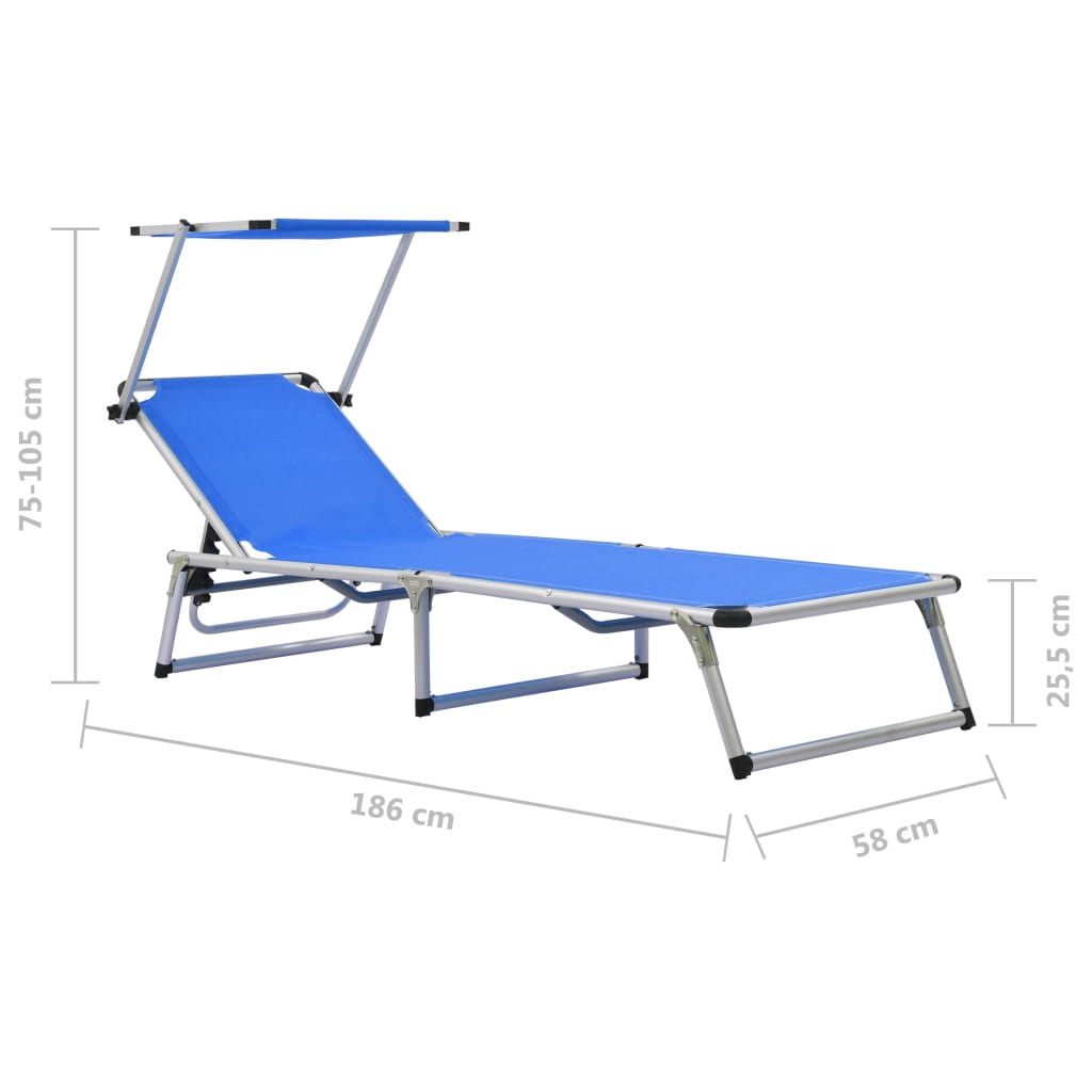 Chaises Longues Pliables Et Toit Lot De 2 Aluminium Textilène