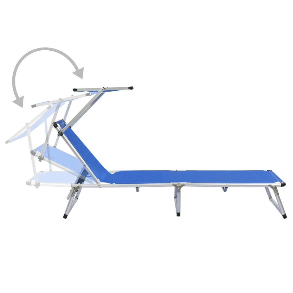Chaises Longues Pliables Et Toit Lot De 2 Aluminium Textilène