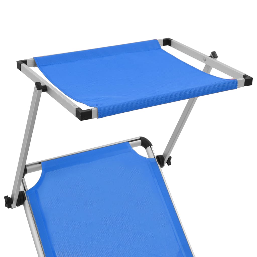 Chaises Longues Pliables Et Toit Lot De 2 Aluminium Textilène