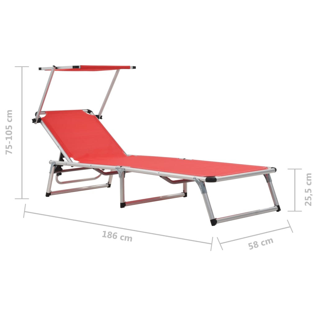 Chaises Longues Pliables Et Toit Lot De 2 Aluminium Textilène