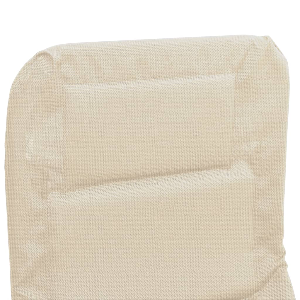 Chaises Longues Pliables Lot De 2 Crème Textilène Et Acier Gris