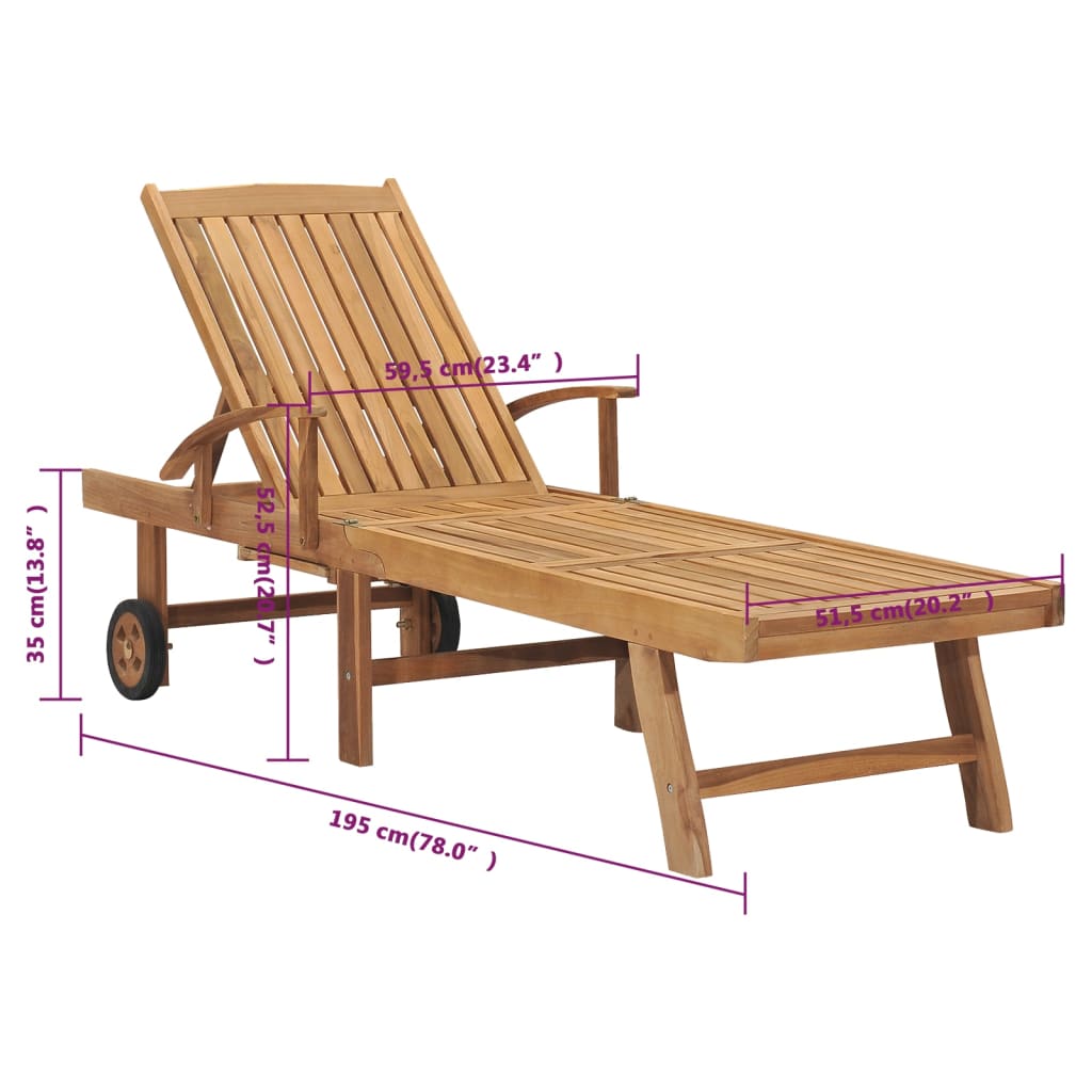 Chaise Longue Bois De Teck Solide