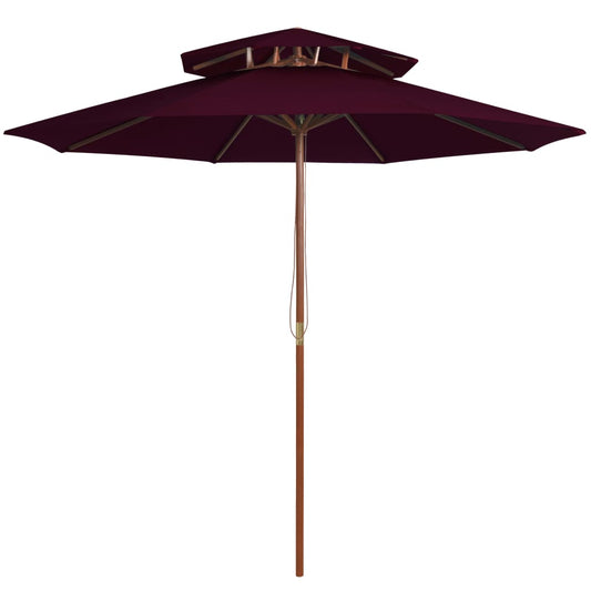 Parasol À Deux Étages Avec Mât En Bois 270 Cm