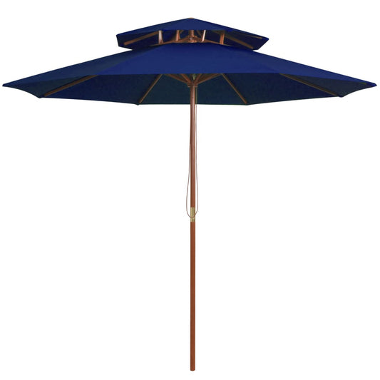 Parasol À Deux Étages Avec Mât En Bois 270 Cm