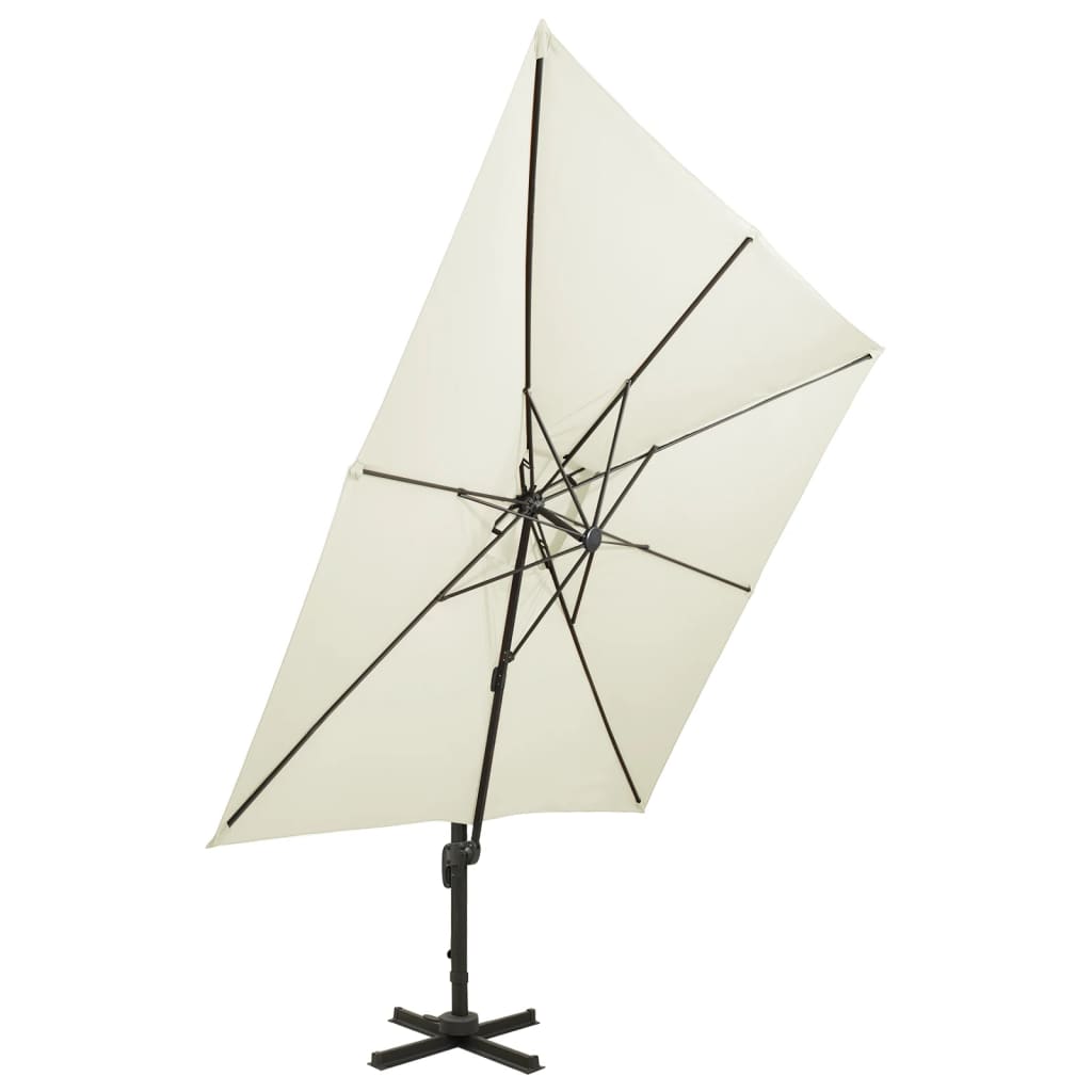 Parasol De Jardin En Porte-À-Faux Avec Double Toit Sable