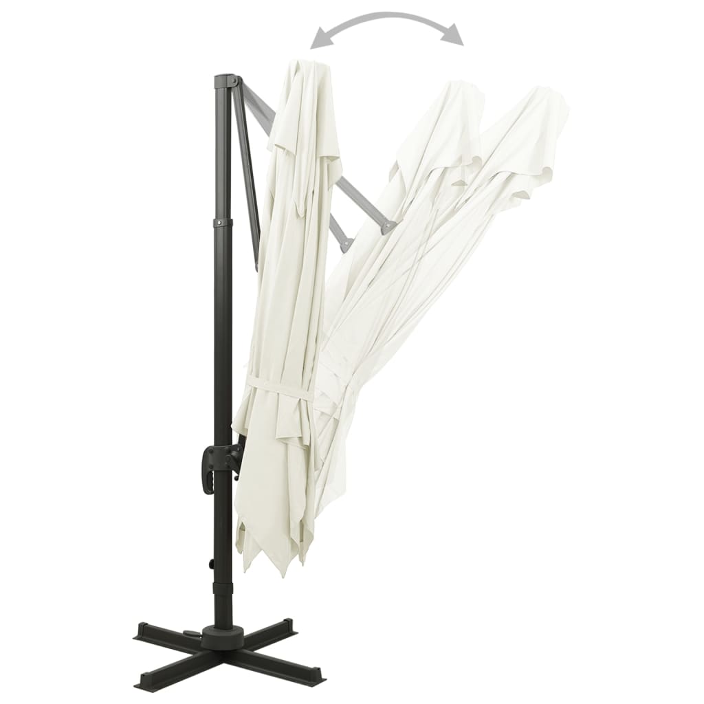 Parasol De Jardin En Porte-À-Faux Avec Double Toit Sable