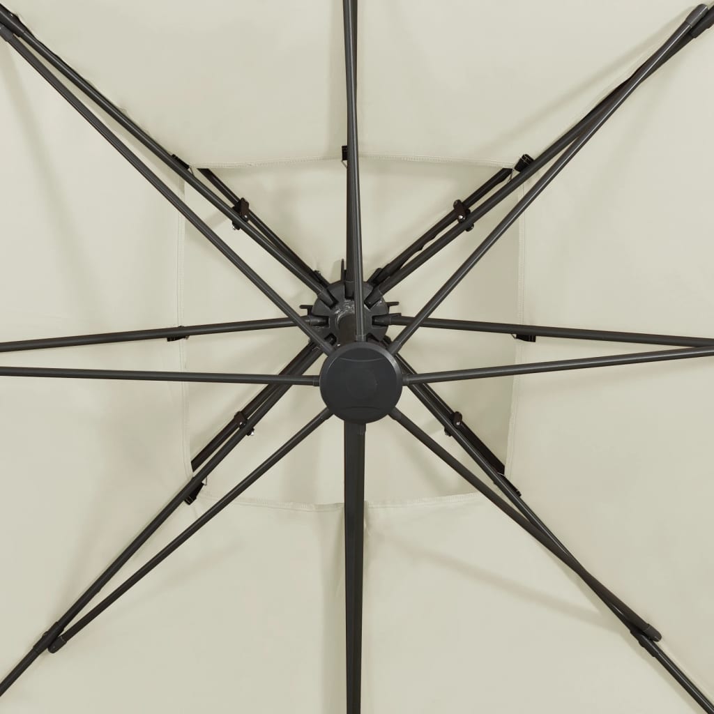 Parasol De Jardin En Porte-À-Faux Avec Double Toit Sable
