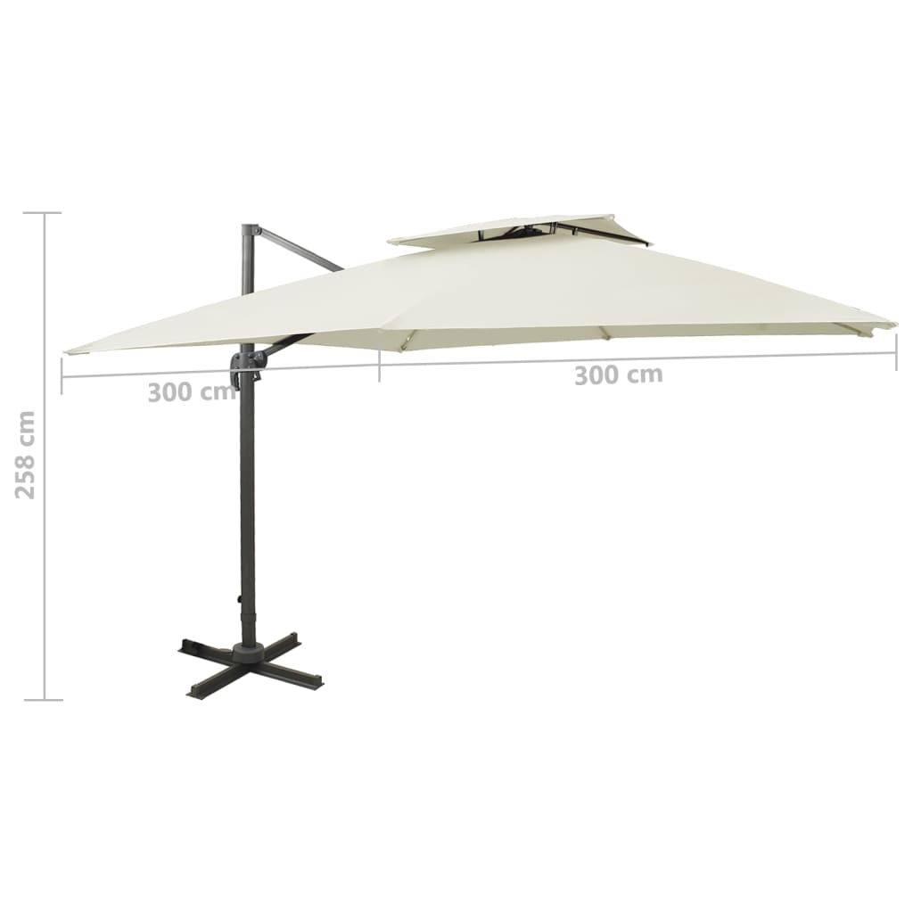 Parasol De Jardin En Porte-À-Faux Avec Double Toit Sable