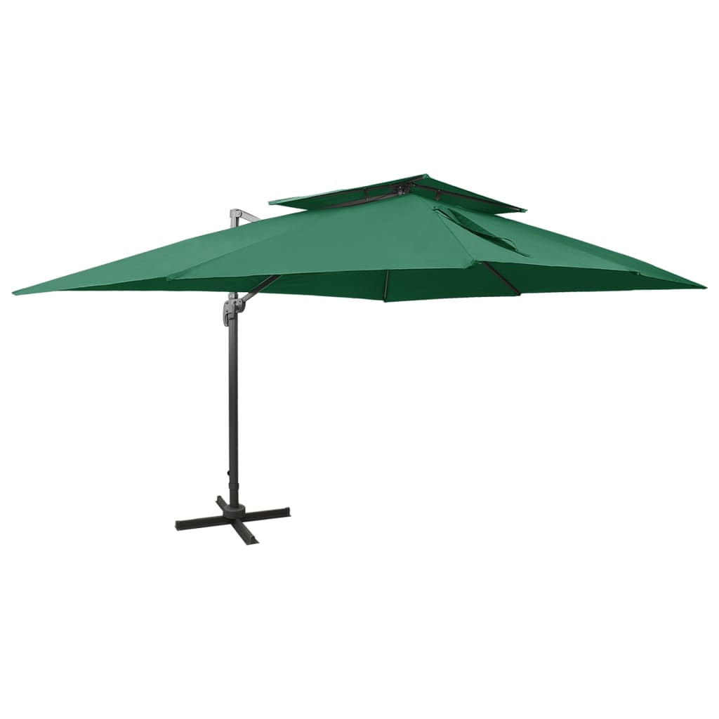 Parasol De Jardin En Porte-À-Faux Avec Double Toit Sable
