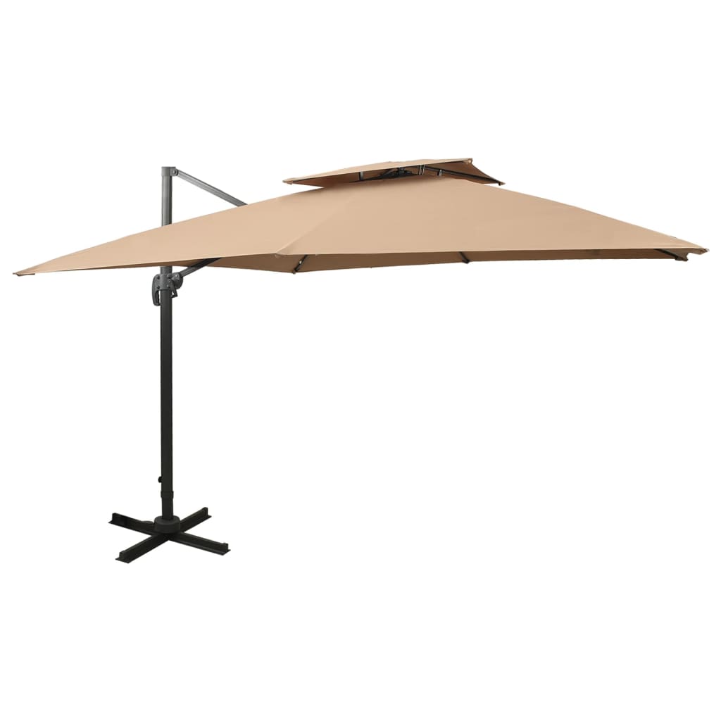 Parasol De Jardin En Porte-À-Faux Avec Double Toit Sable