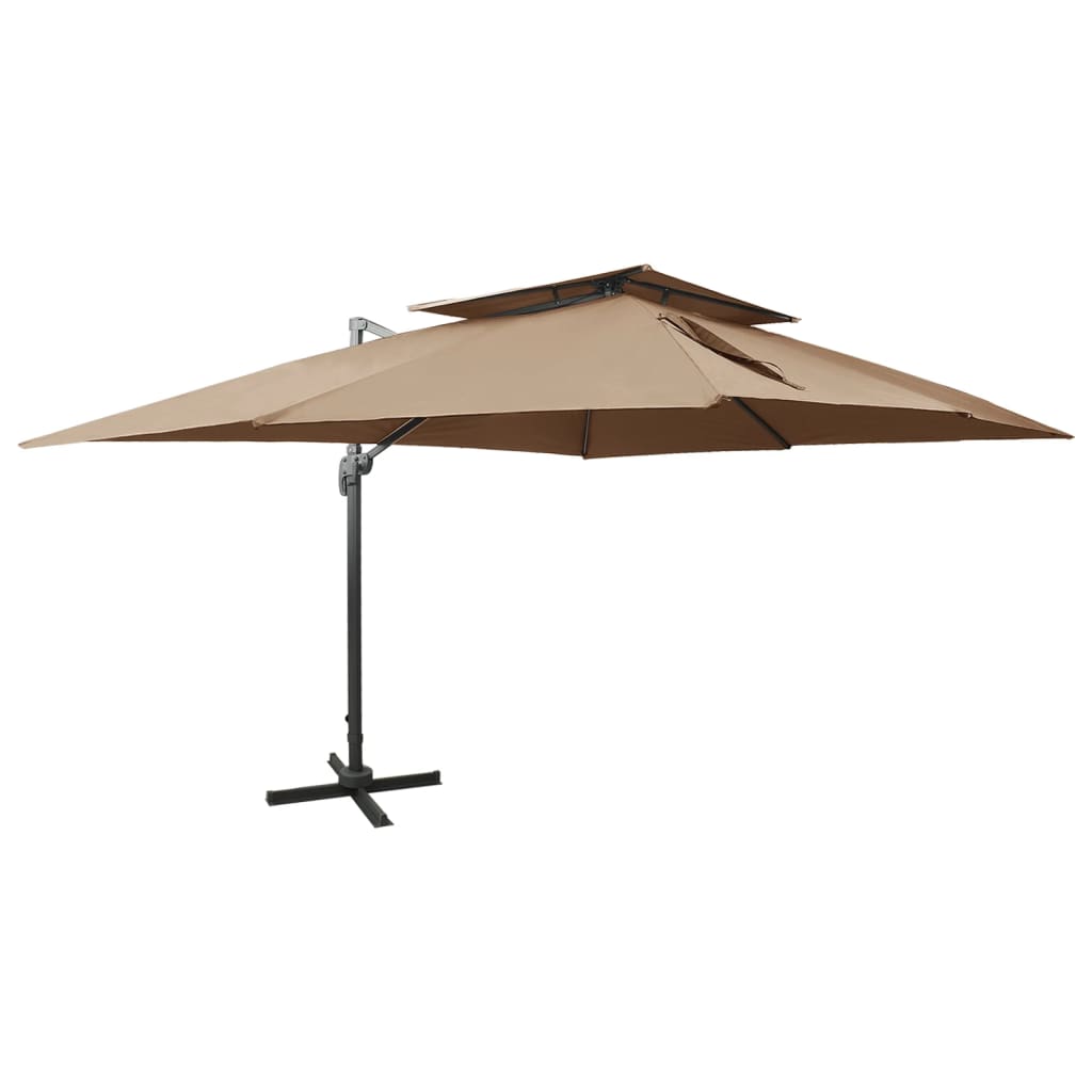Parasol De Jardin En Porte-À-Faux Avec Double Toit Sable