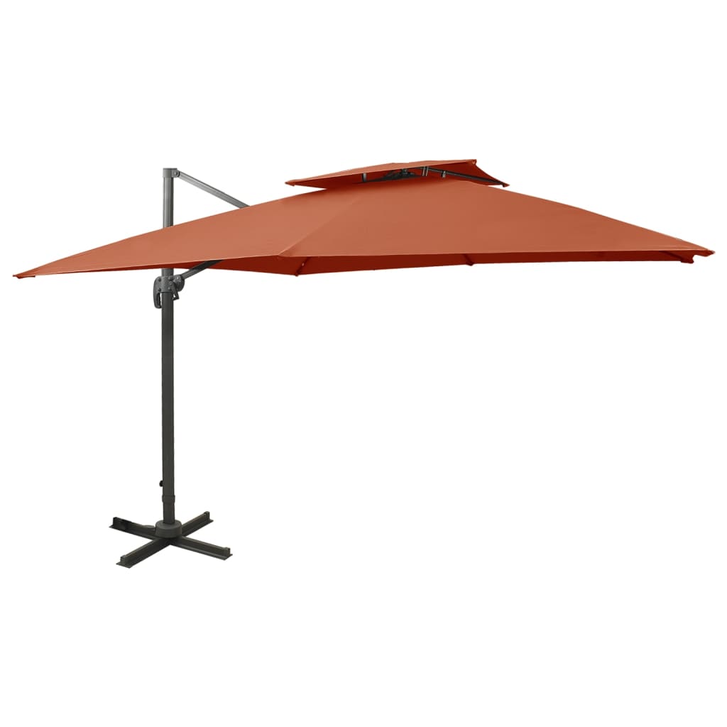Parasol De Jardin En Porte-À-Faux Avec Double Toit Sable