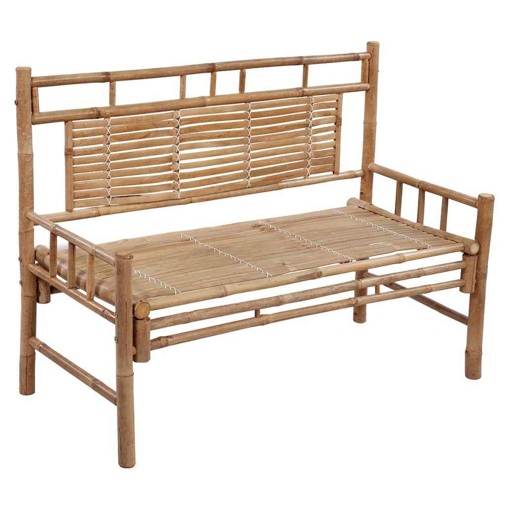 Banc De Jardin Avec Coussin 120 Cm Bambou Crème