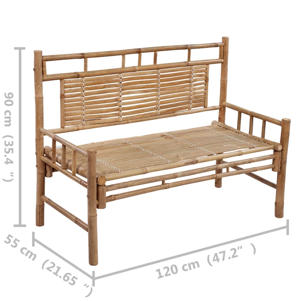 Banc De Jardin Avec Coussin 120 Cm Bambou Crème