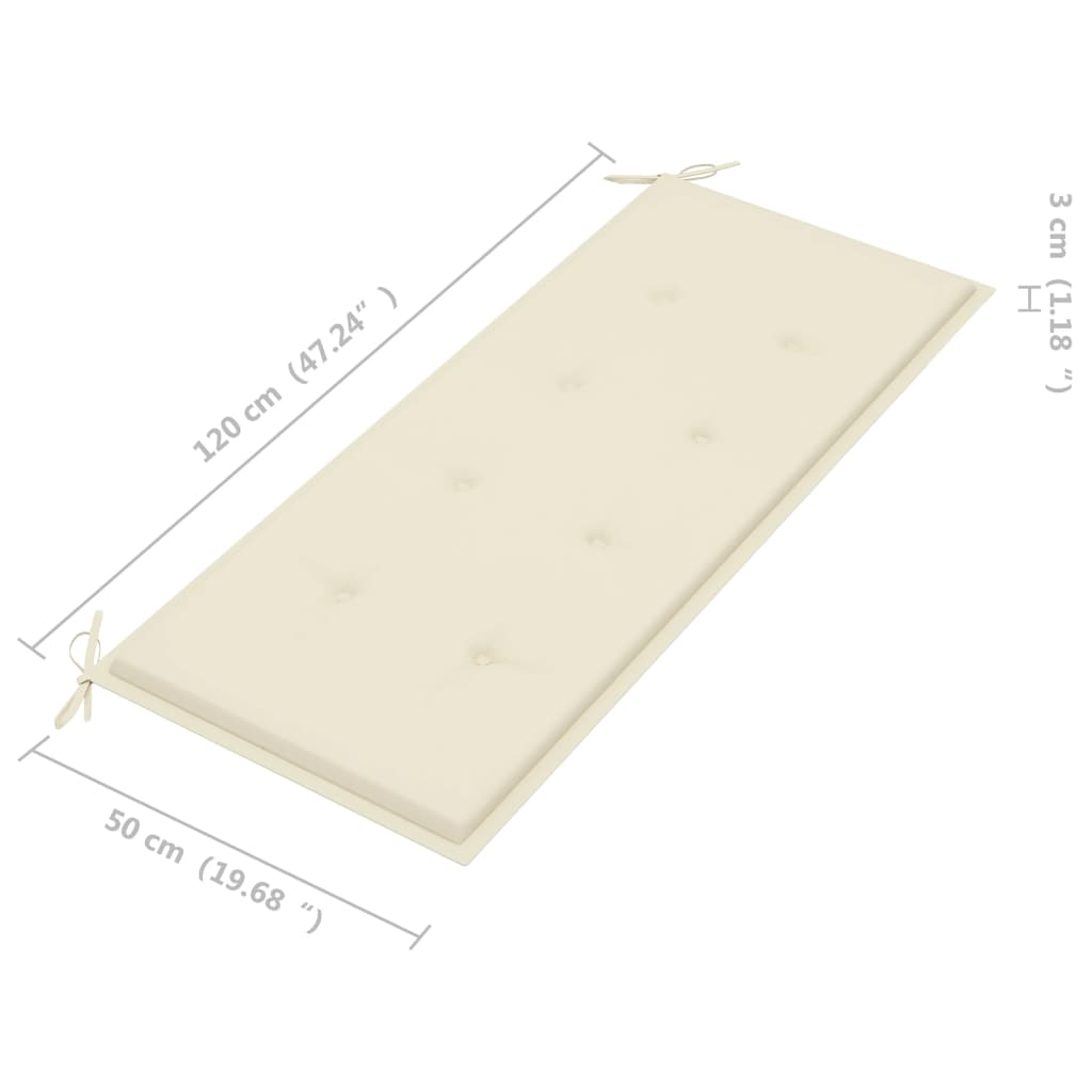 Banc De Jardin Avec Coussin 120 Cm Bambou Crème