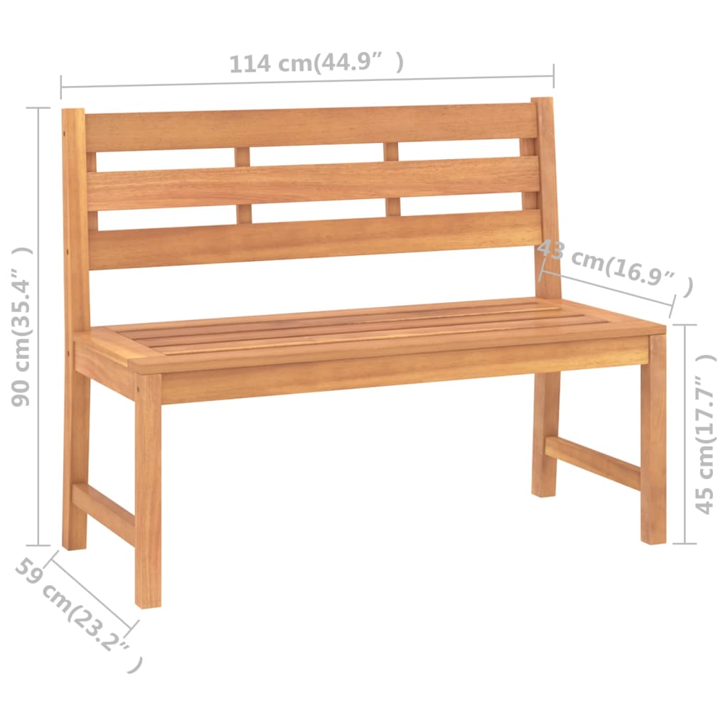 Banc De Jardin 114 Cm Bois De Teck Solide