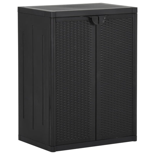 Armoire De Rangement De Jardin 65X45X88 Cm Pp Rotin Noir