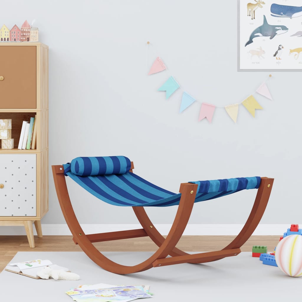 Hamac À Bascule Pour Enfants Bleu Et Tissu