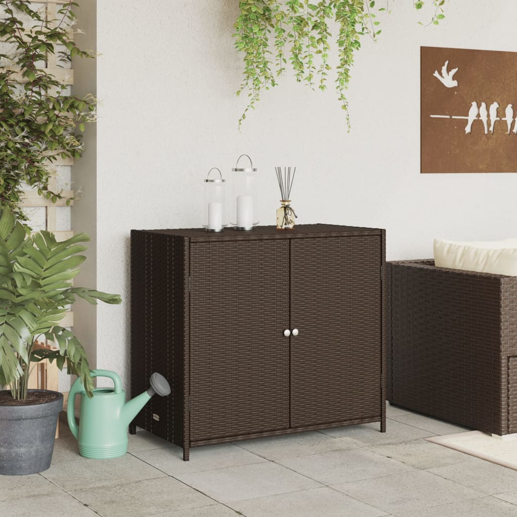 Armoire De Rangement De Jardin 83X45X76Cm Résine Tressée