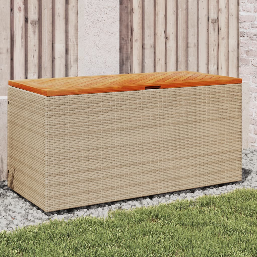 Boîte De Rangement De Jardin Résine Tressée Bois D'acacia