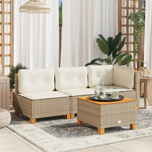 Canapé De Jardin Sans Accoudoirs Coussins Beige Résine Tressée Chêne Sonoma