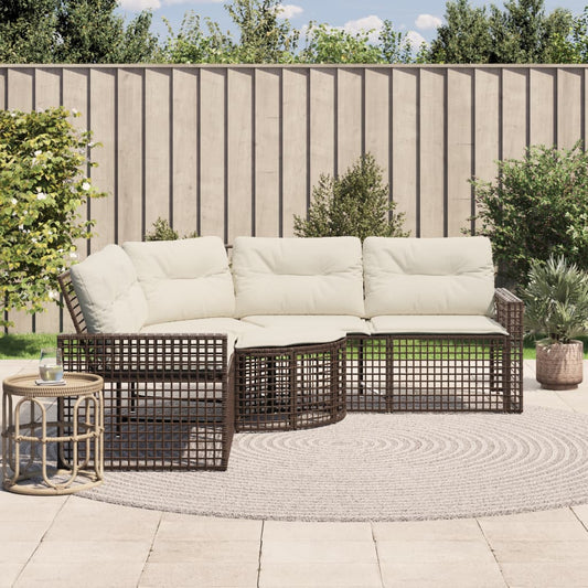 Canapé De Jardin Et Coussins Et Repose-Pied En Forme De L Rotin Chêne Fumé