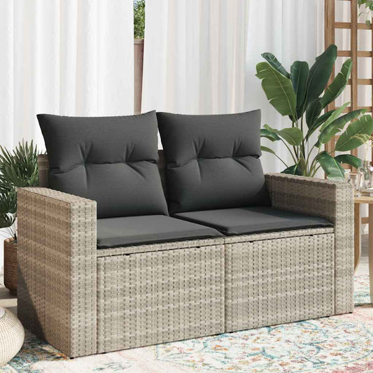 Canapé De Jardin 2 Places Et Coussins Gris Clair Résine Tressée