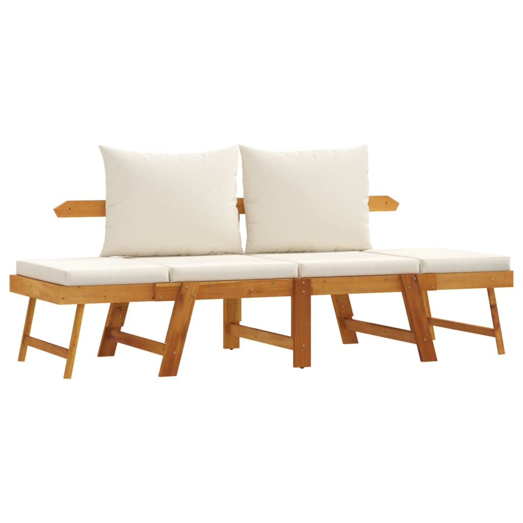 Banc De Jardin Avec Coussins 2 En 1 Bois D'acacia Massif