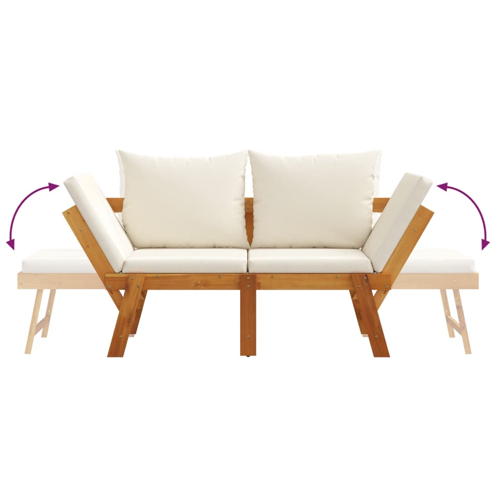 Banc De Jardin Avec Coussins 2 En 1 Bois D'acacia Massif