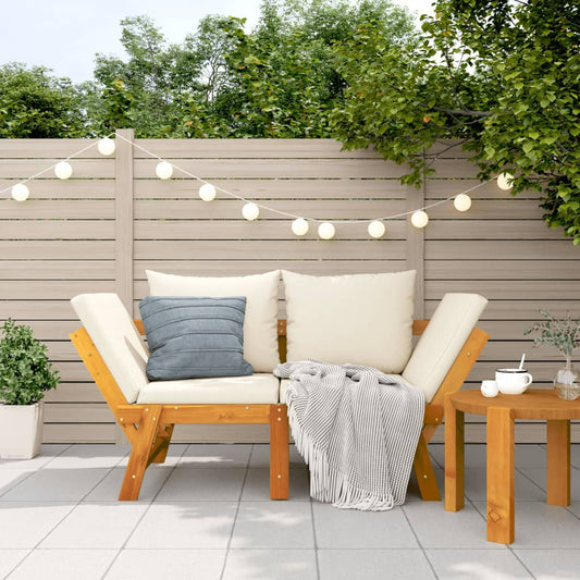 Banc De Jardin Avec Coussins 2 En 1 Bois D'acacia Massif