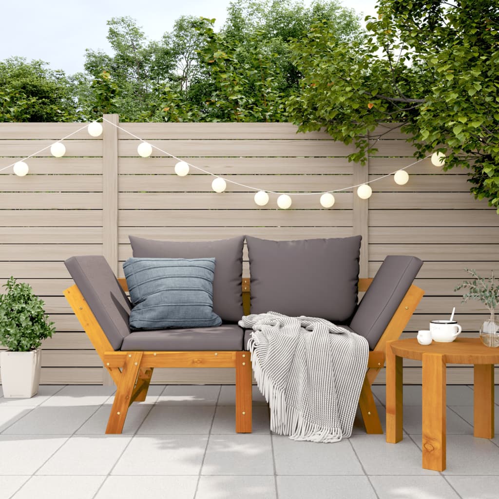 Banc De Jardin Avec Coussins 2 En 1 Bois D'acacia Massif
