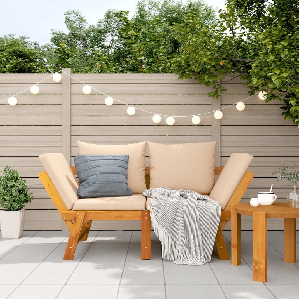 Banc De Jardin Avec Coussins 2 En 1 Bois D'acacia Massif