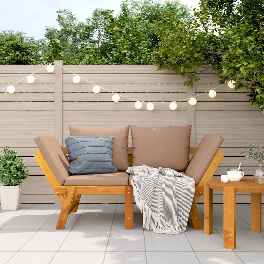 Banc De Jardin Avec Coussins 2 En 1 Bois D'acacia Massif