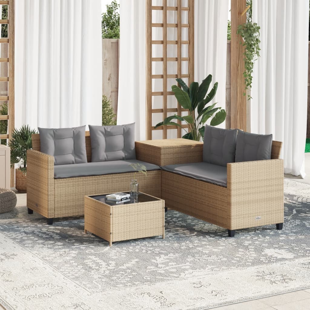 Canapé De Jardin Avec Table Et Coussins En Forme De L Beige
