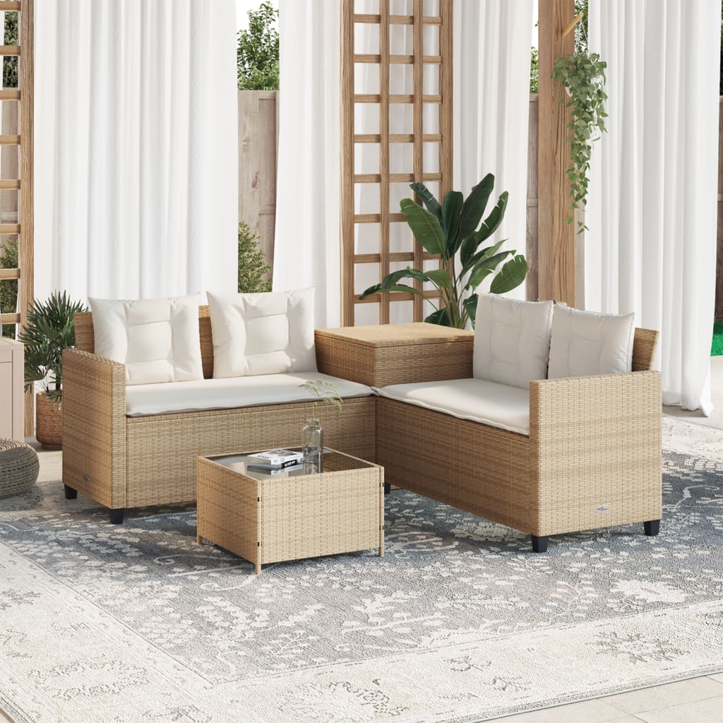 Canapé De Jardin Avec Table Et Coussins En Forme De L Beige