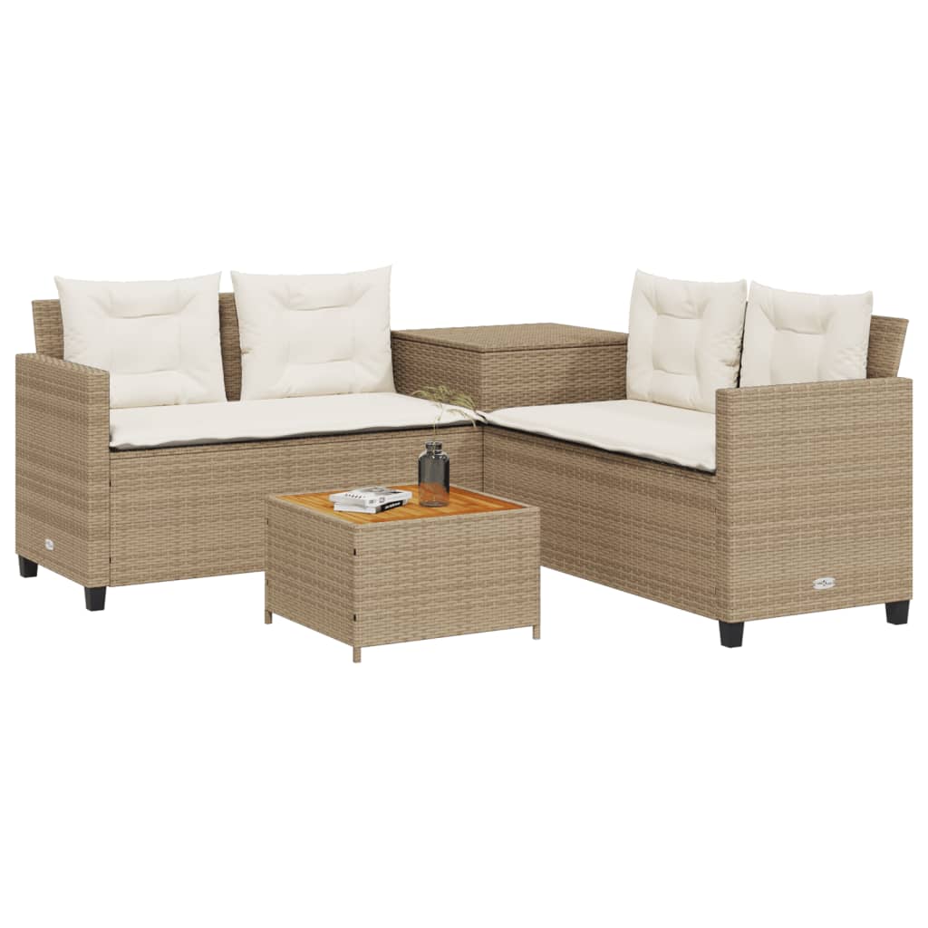 Canapé De Jardin Avec Table Et Coussins En Forme De L Beige