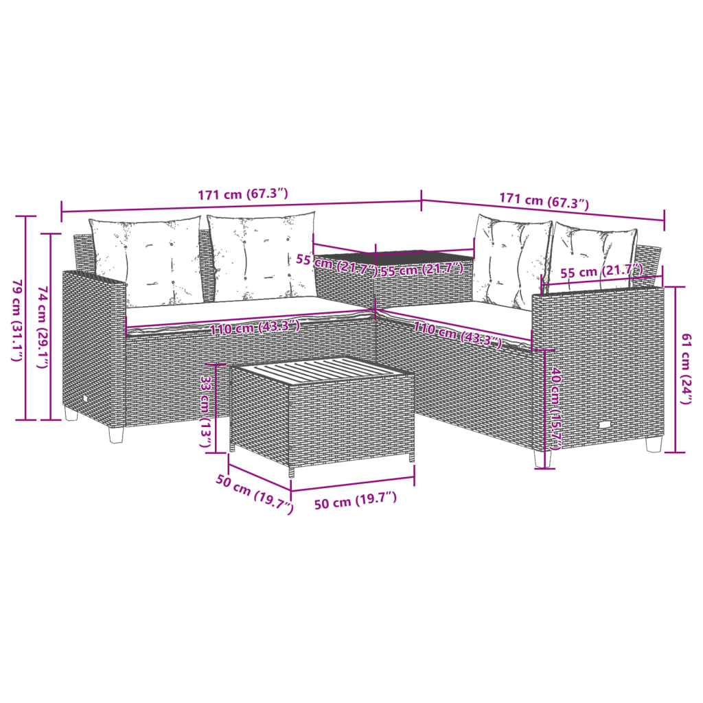 Canapé De Jardin Avec Table Et Coussins En Forme De L Beige