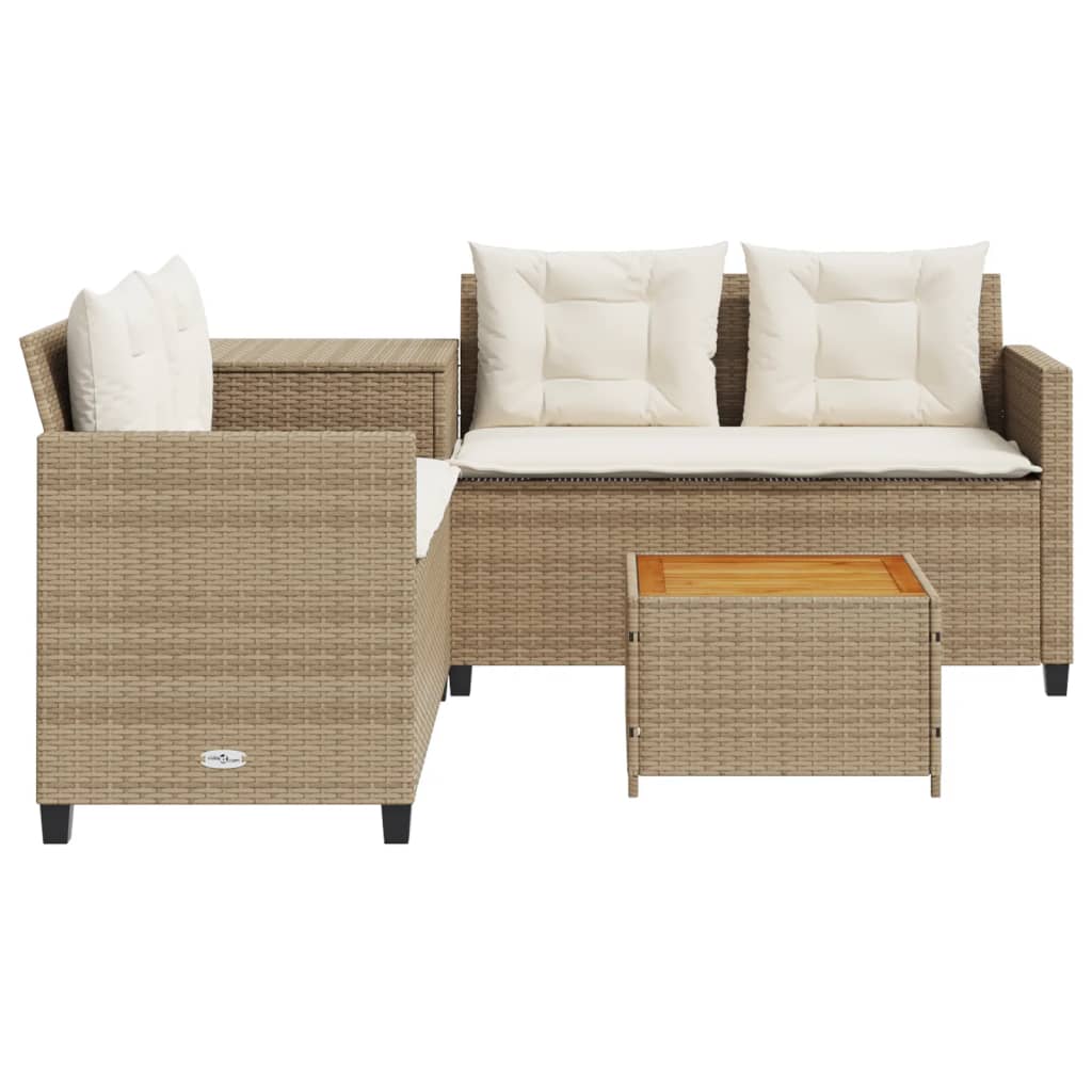 Canapé De Jardin Avec Table Et Coussins En Forme De L Beige