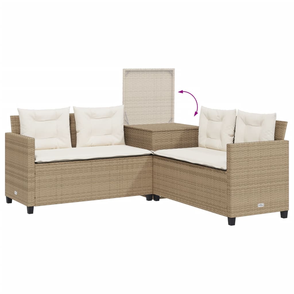 Canapé De Jardin Avec Table Et Coussins En Forme De L Beige