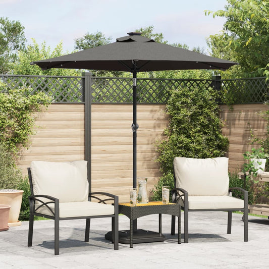 Parasol De Jardin Avec Mât En Acier Anthracite 225X225X212 Cm Anthracite Et Blanc