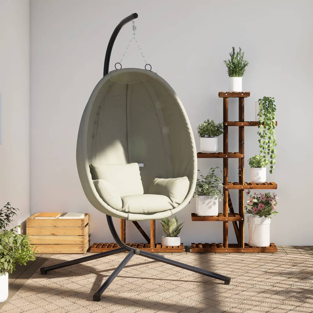 Chaise Suspendue En Forme D'œuf Et Support Tissu Et Acier
