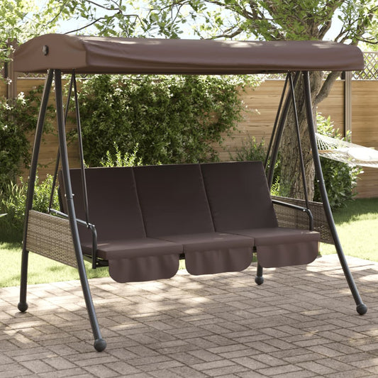 Balancelle De Jardin Avec Auvent Réglable Café Acier
