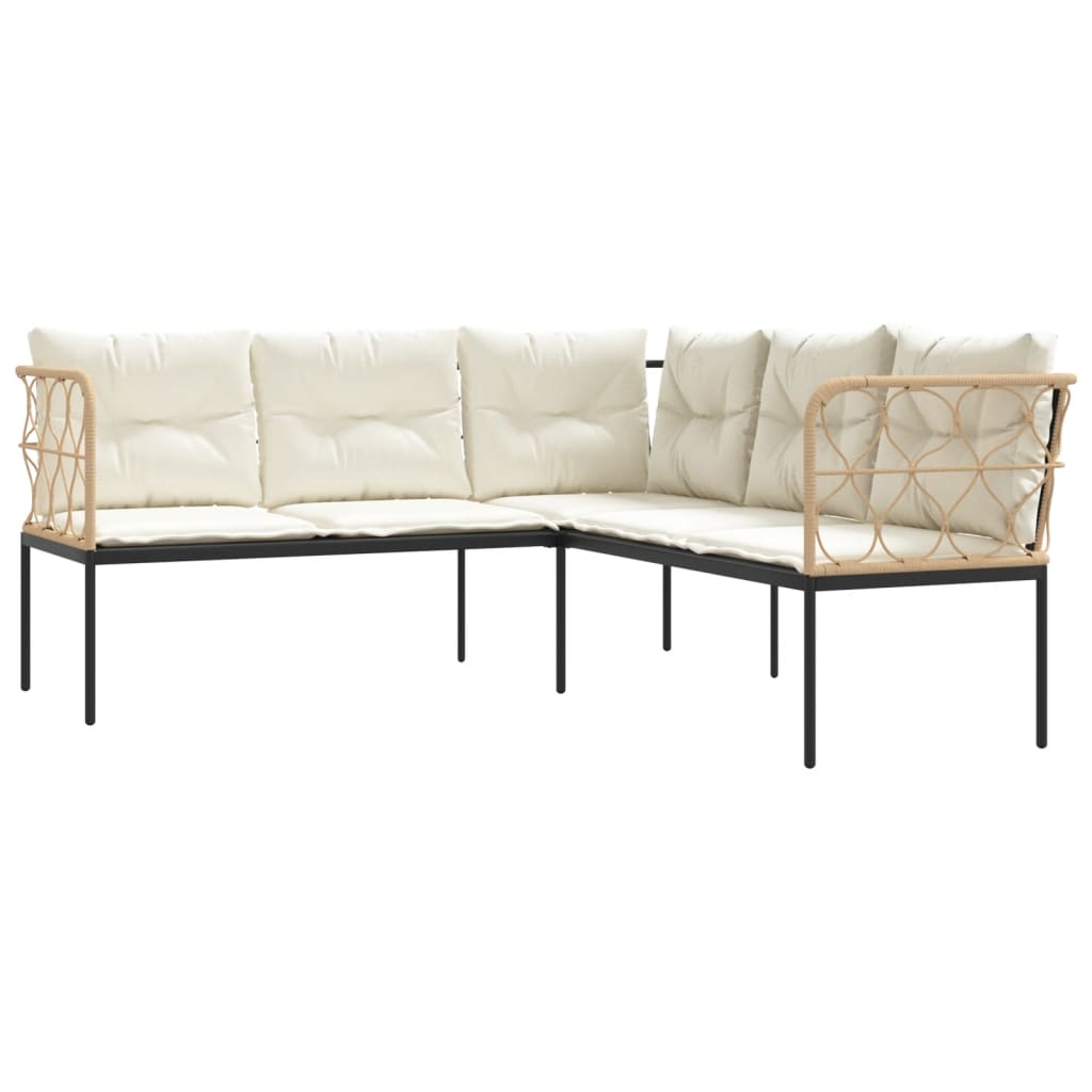 Canapé De Jardin Avec Coussins Forme De L Noir Acier Textilène