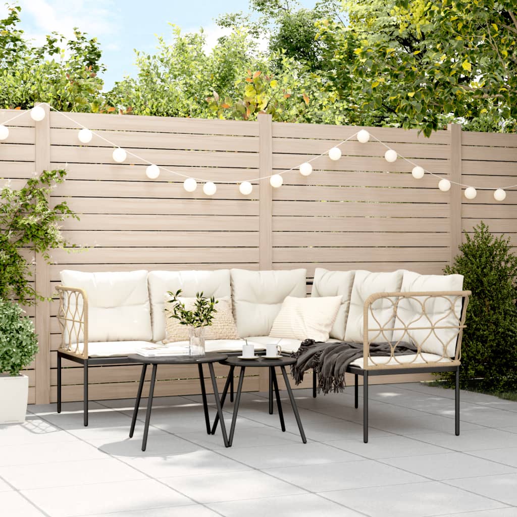 Canapé De Jardin Avec Coussins Forme De L Noir Acier Textilène