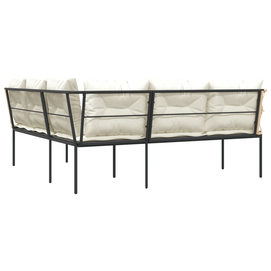 Canapé De Jardin Avec Coussins Forme De L Noir Acier Textilène