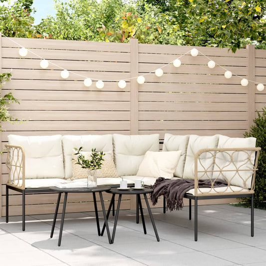 Canapé De Jardin Avec Coussins Forme De L Noir Acier Textilène
