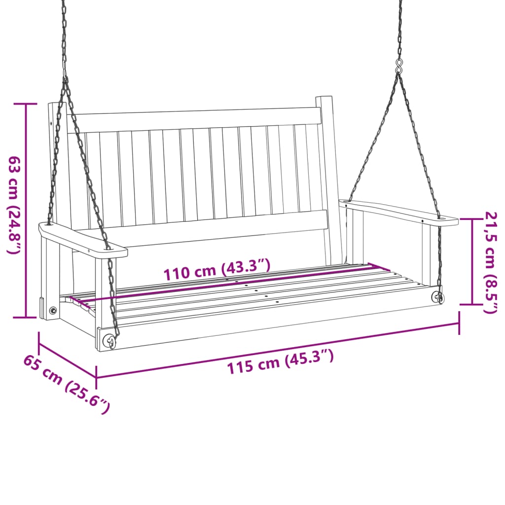 Banc De Balançoire De Jardin Chaînes En Métal Bois Massif Sapin