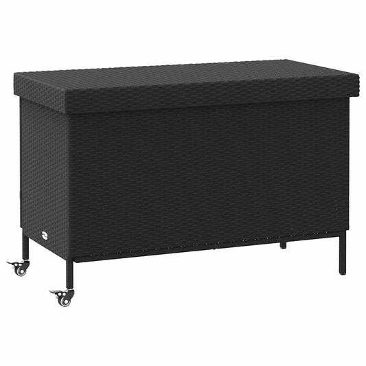 Boîte De Rangement De Jardin Et Roues Noir Résine Tressée